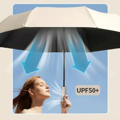 Mit Fächerregenschirm zehn Rippen automatische Faltung Sonnenschutz Schatten doppelte Kühlung Regen und Sonnenschein Fächerregenschirm