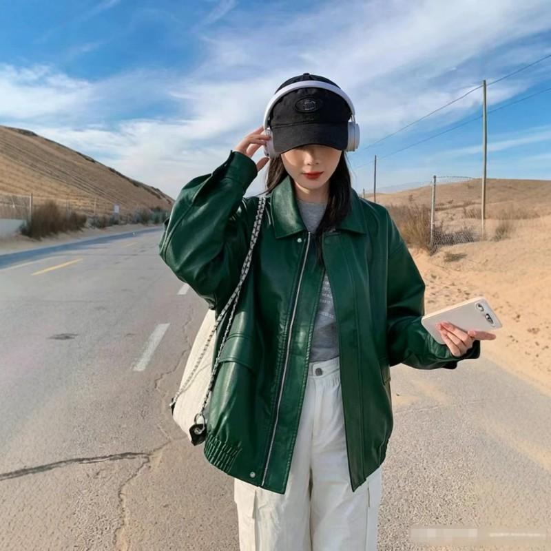 Womens Slim Fit Leather Jacket 2026 Casual Biker Style With Shoulder Epaulettes Black Wine Red Coffee Purple Olive Green
