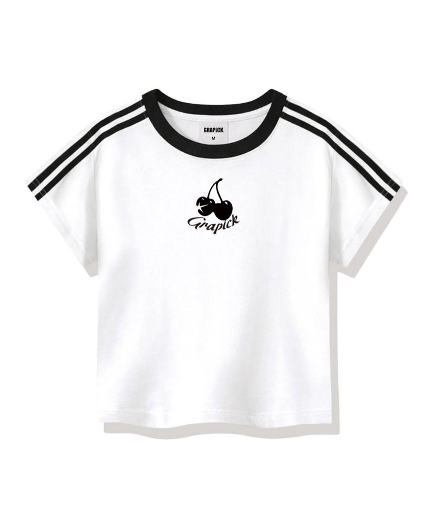 Geulapig Cherry Pick Semi-Crop Track Short Sleeve T-Shirt 6 Colors [Grse_6003]