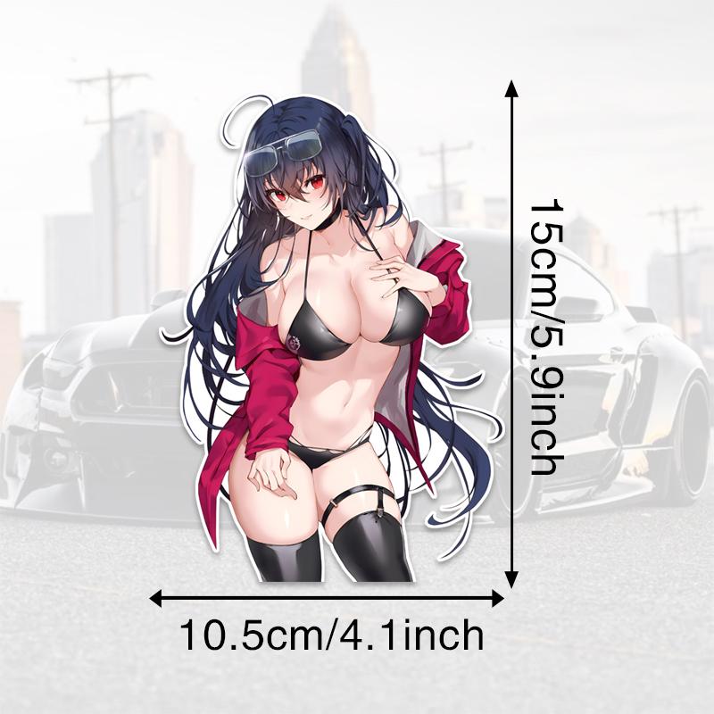 DM48#15cm Plachá stříbrovlasá anime dívka se zády k tobě Vinylová nálepka na auto Vodotěsná vinylová nálepka na autodoplňky Dekor