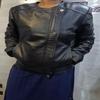 Noora Women's Black Biker Leather Jacket with Closure Zipper & Snap