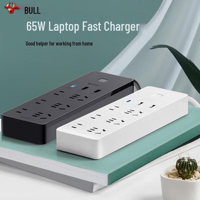 Bull 65W PD Fast Charging Power Strip with Type-C, USB & 6 Outlets CN plug (adapter included)