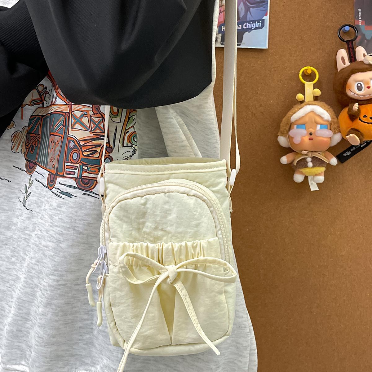 

Summer New Model Mobile Phe Crossbody Bag Casual Water Bottle Bucket Shaped Bag Japanese Style Bow Single Shoulder Bag