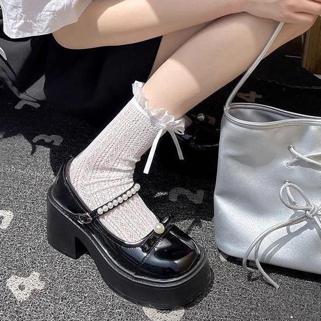 Fashion Bow-Knot Soft Shoes Woman Flats Oxfords Clogs Platform Butterfly Dress Leather Summer New Creepers Mary Janes Butterfly-knot