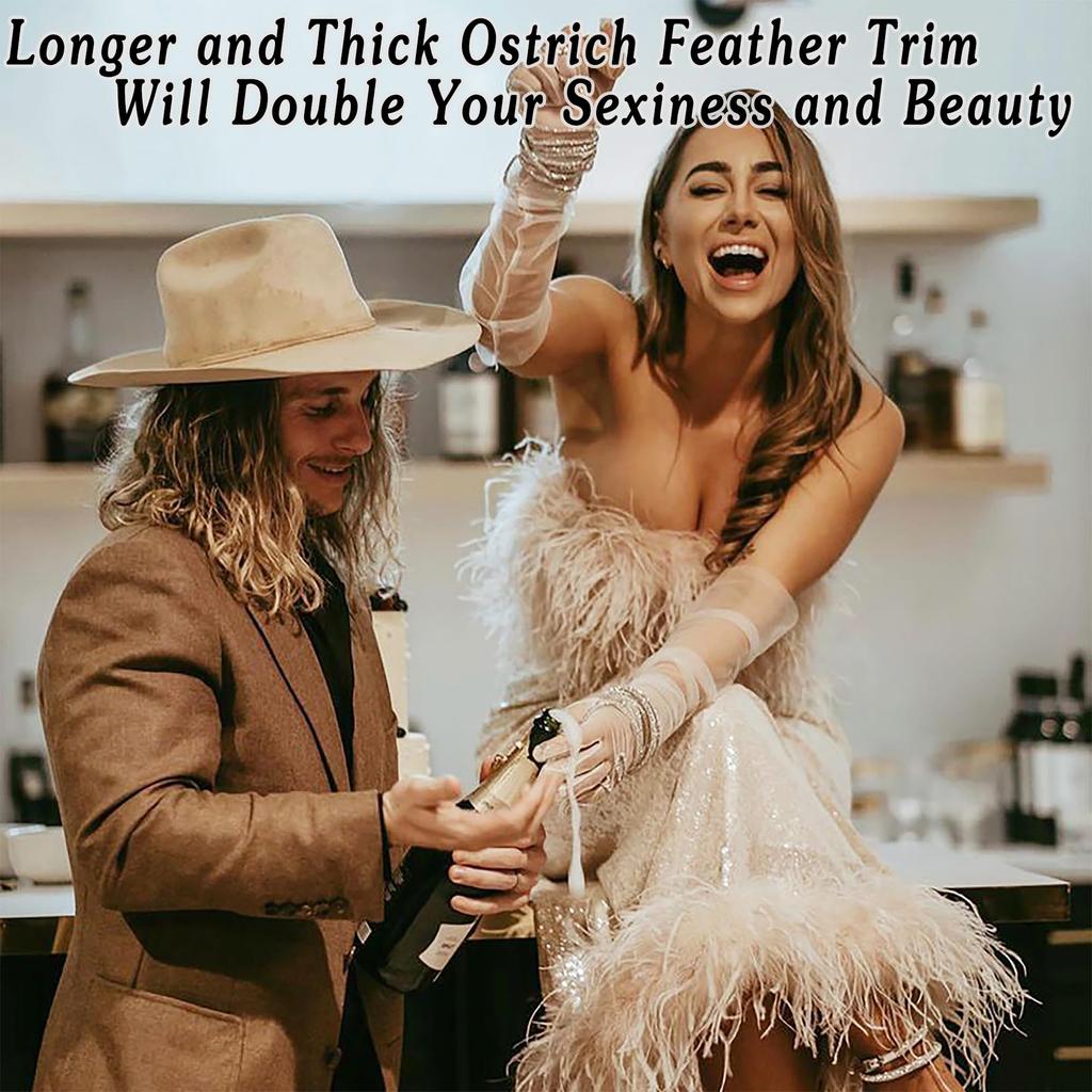 1M Ostrich Feathers Trim High Quality 8-10cm Feather Ribbon Fringe DIY Sewing Dress Clothes Decorations