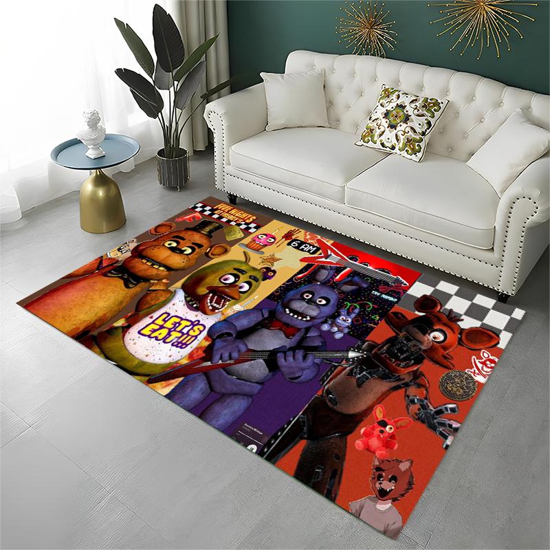 Klasický F-FNAF Hororová Hra Freddy Koberec Kobereček do Herny Ložnice Obývacího Pokojíku Pohovky Domácí Dekorace, Dětský Kobereček Protiskluzová Podložka
