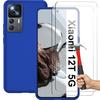 Protective Case - E.F.CONNECTION - Xiaomi 12T - Flexible Silicone - Blue - 2 Tempered Glasses