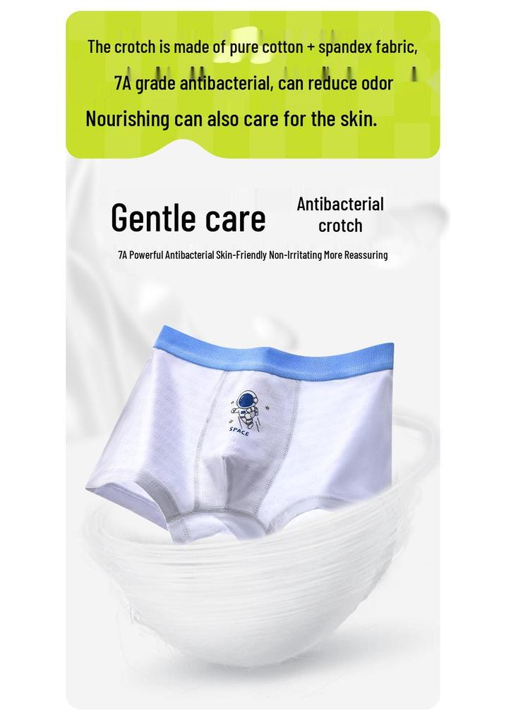 Boys' Cotton Antibacterial Summer Ice Silk Mesh Boxer Briefs