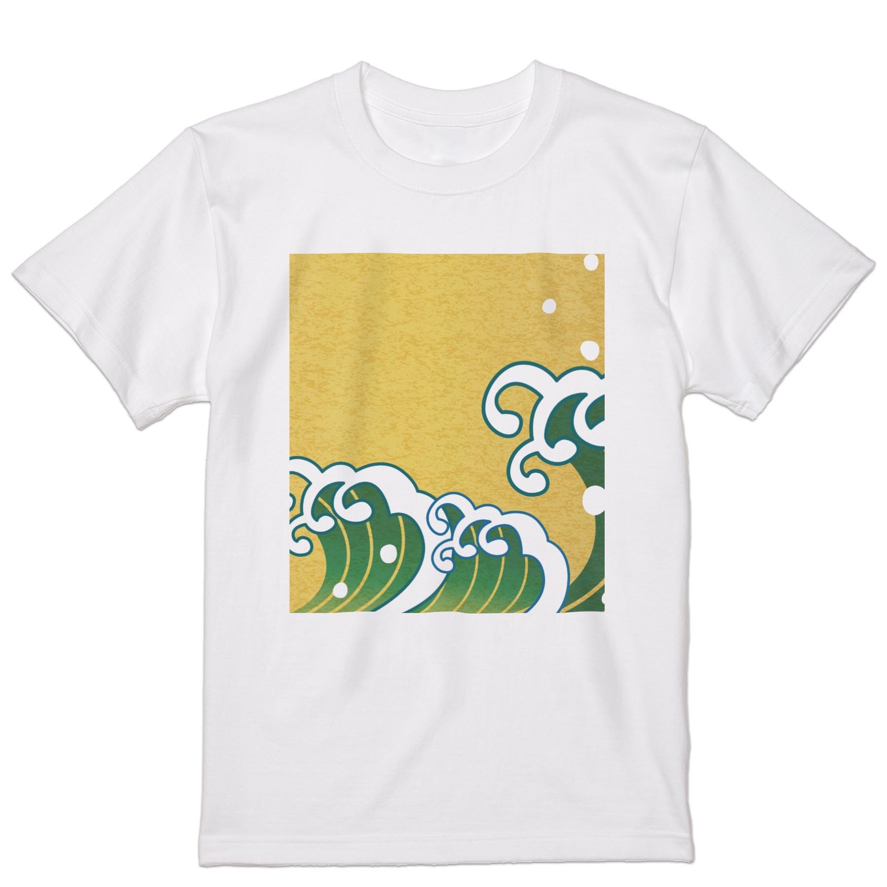 

Printed for 2XL crew Japanese [igsticker] T-shirt men, size, neck, white, 000969, Japanese/Japanese pattern, wave,