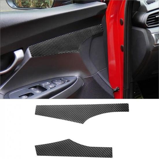 2Pcs Carbon Fiber Interior Front Door Panel Cover Trim For Hyundai Veloster