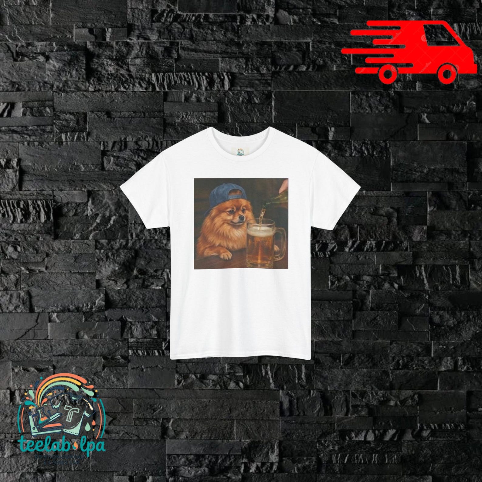 Funny Pomeranian Drinking Beer T-Shirt, Funny Meme Graphic, Casual Unisex Style, Fun Gift Idea for Dog Lovers XL