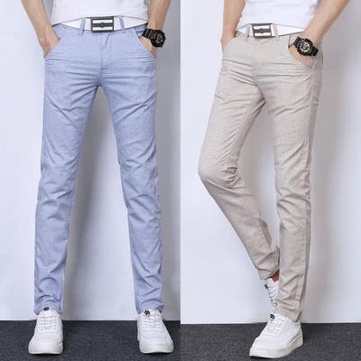 Summer Lightweight Men's Casual Trousers Straight-leg Relaxed-fit Linen Trousers for Men