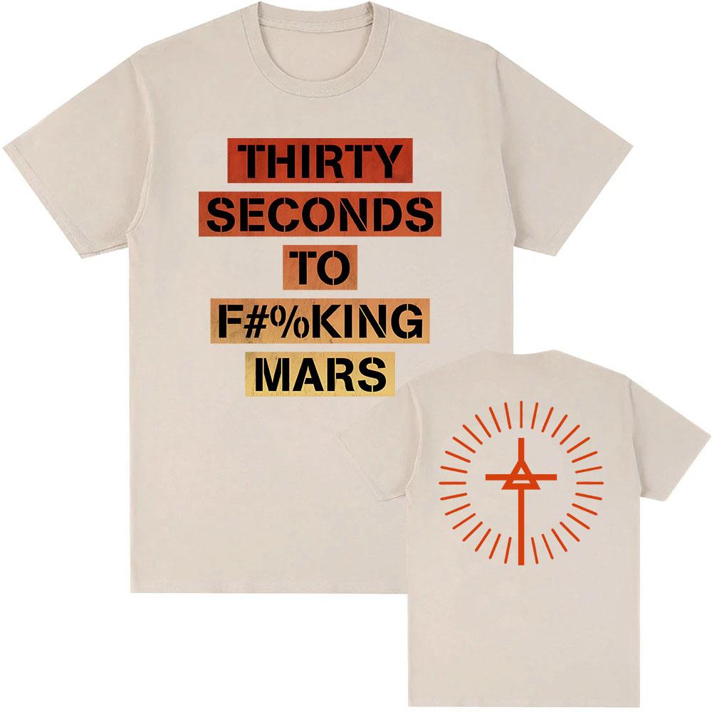 TSTFM Ombre Cenzurované Tričko Rocková Kapela THIRTY SECONDS TO MARS Tričko Krátký Rukáv O-výstřih Bavlněná Trička Grafický Potisk Tričko Pánské
