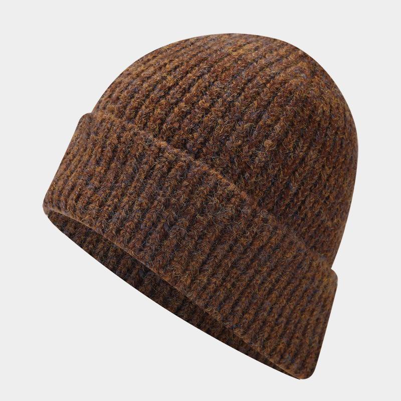 New two-color striped thickened hat, scarf set, autumn and winter outdoor cold-proof knitted hat two-piece set