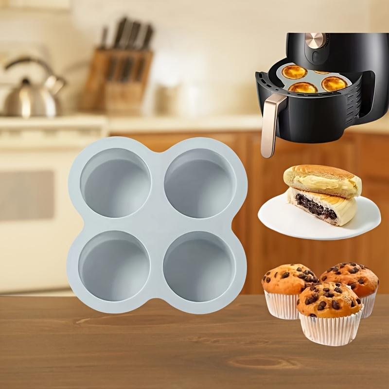 1pc Silicone Cake Molds - 4-Cavity Non-Stick Baking Molds for Cakes, Puddings, Eggs & Burgers - Heat , Easy Release & Clean, Reusable Kitchen Bakeware