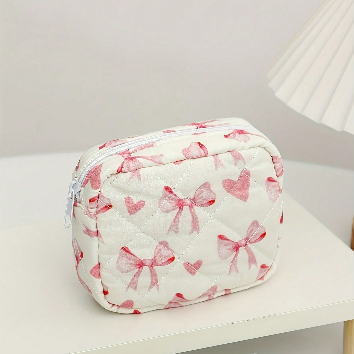 

1pcs Cartoon Bow Sanitary Napkin Storage Bag, Portable Travel Cosmetic Bag, A Great Gift Item