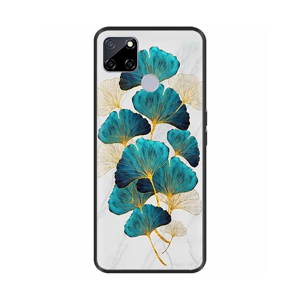 For Realme C25 Case C25s Soft Cute Cover for OPPO Realme C25Y C21Y Silicone Black TPU Phone Case For OPPO Realme C21 Flower Capa