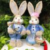 2pcs Easter Straw Rabbit Figurines Farmhouses Decorations Handcraft Straw Rabbit Sculptures For Festival Table Display