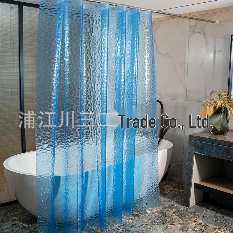 Blue Water Cube 3D PEVA Waterproof Shower Curtain