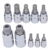 Saker Triple Square Spline Bit Socket Set of 10 with M4 To M18 Drive