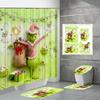4PCS  Shower Curtain Sets With Shower Curtain And Rugs Toilet Lid Rug U Shape Mat And Bath Mat Bathroom Set  With 12 Hooks