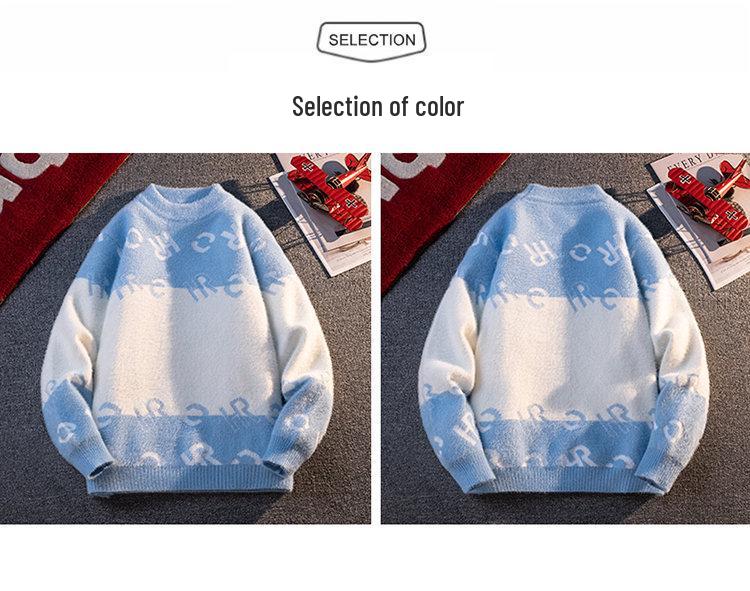 Southeast Asia Autumn/Winter 2025 Faux Mink Velvet Round Neck Sweater for Men - Hot Seller