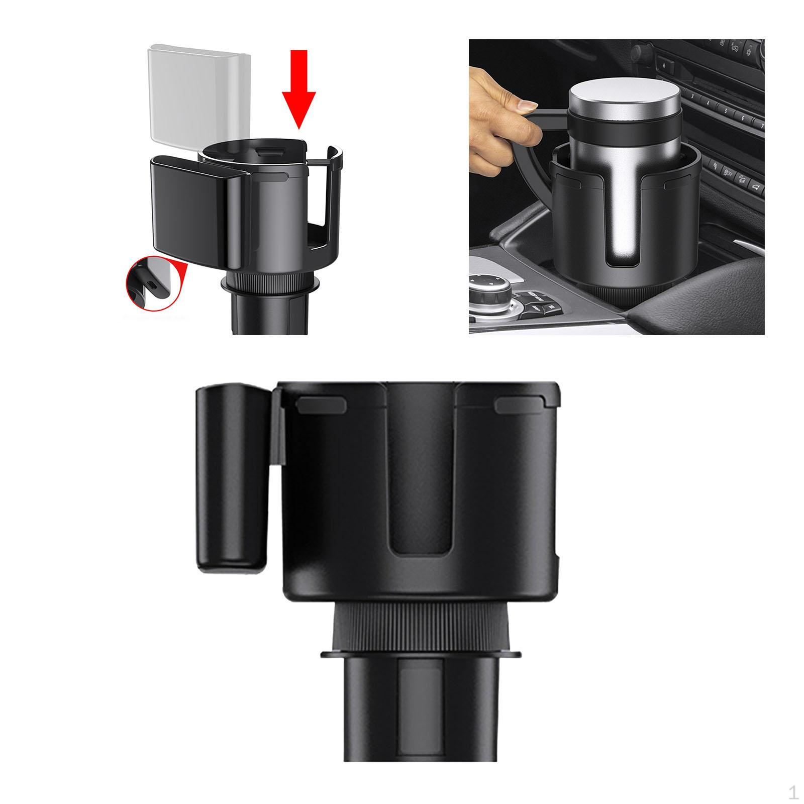 

Car Cup Holder Expander Adapter with Phone Mount Stand Organizer for Bottles Drinks Rack
