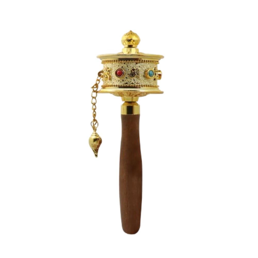 Hand Cranking Tibetan Prayer Wheel Colourful Religious Ornament  Home Decoration
