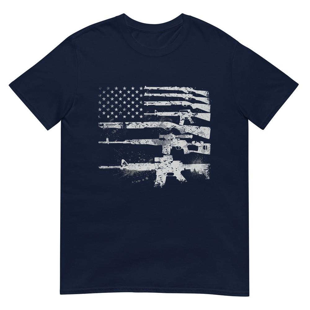 Gun For Unisex Unisex Machine Guns Usa Flag 2a Gifts Tshirt S