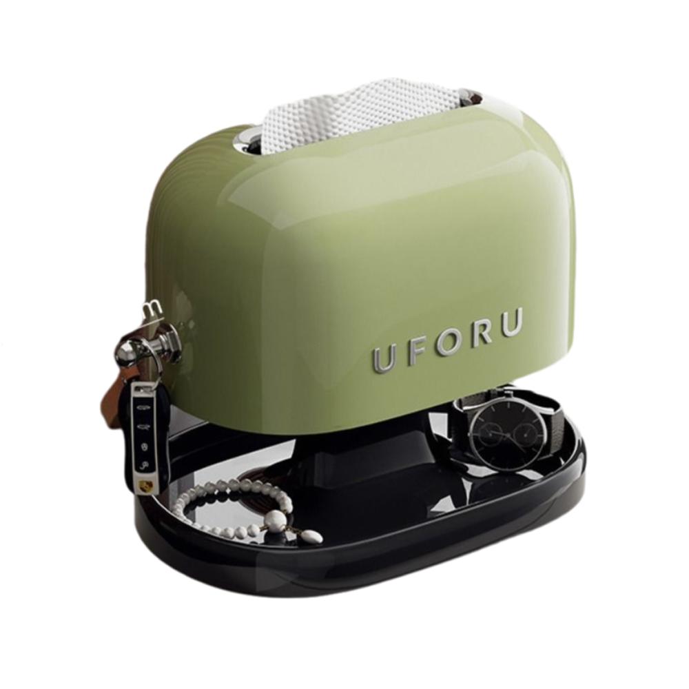 

Retro Tissue Case with Storage Tray Paper Towel Box New Jewelry Watch Organizer Desktop зелений