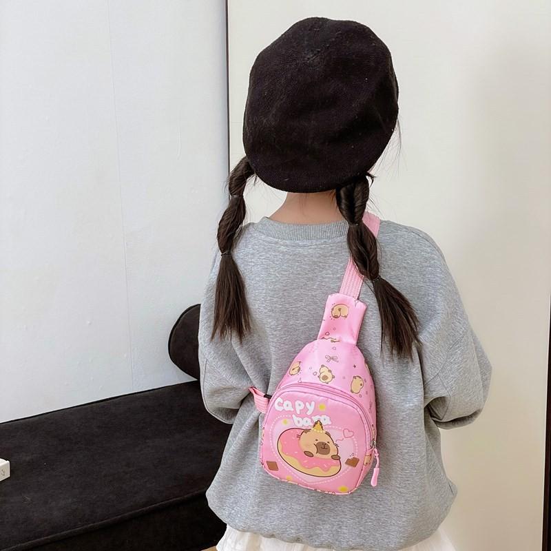 Printed Donut Capybara Shoulder Crossbody Chest Bags Children Cartoon Gifts