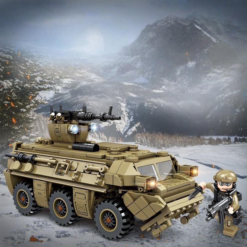 Modern Military Model Construction Toys Armored Vehicle Army Truck Car Building Blocks Birthday Christmas Gifts For Kids Childrens
