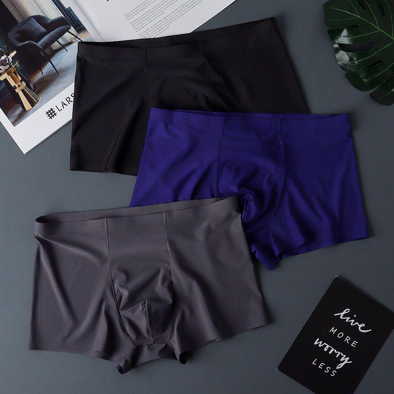 Herren Eis Seide Nahtlose Boxershorts - Atmungsaktiv, Bequem Vier-Ecken Sommer Unterwäsche L (70-100 jin) black