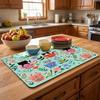 Household Cat Floral Coffee Machine Mat Anti-Slip Absorbent Kitchen Mat Sweet Rectangular Dish Drying Mat Tableware