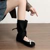 Fashion Cutout Cool Boots Women 2025 New Retro Sweet Round Head Bow Skinny Boots