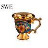 Visual Effect Beautiful Retro Teacup Style Zinc Alloy Mini Cup Exquisite Rhinestone Decor for Home Liquor