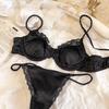 Sommer Frauen Dessous Set Französisch Sexy Spitze Ultra Dünne BH Set Seide Stoff Komfort Verstellbaren Riemen Bralette Tangas Unterwäsche set