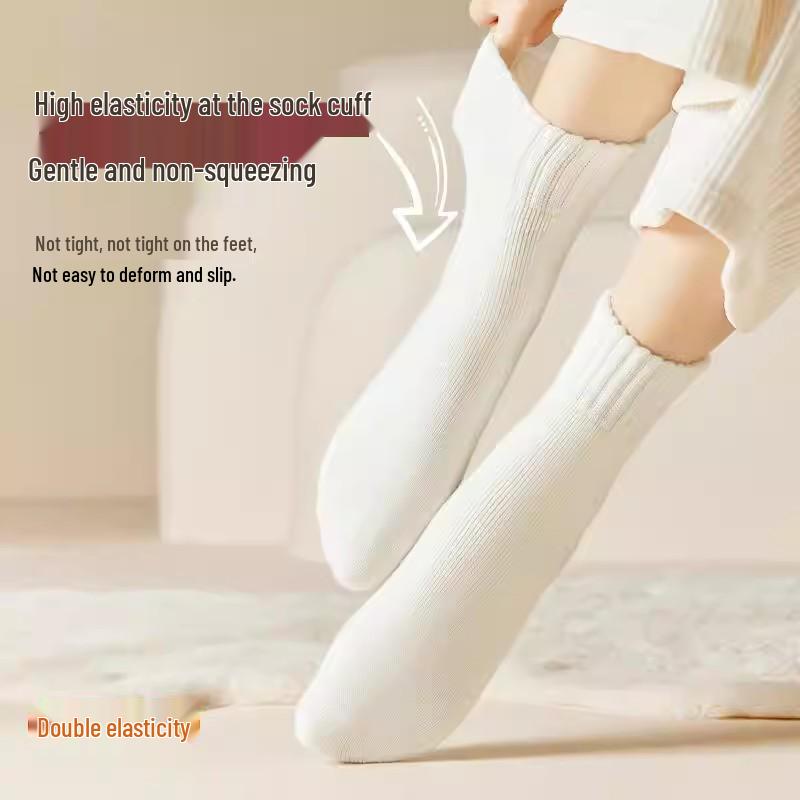 Fluffy Mid-Calf Snow Socks - Warm, Velvet-Enhanced, Thick, Perfect for -30°C, Sleep Comfort, Postpartum Wear