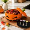 Halloween Berries Draining Bowl with Wash-and-Drain Design, Black Face Accent, and Lidded for Washing Fruits and Vegetables Serving