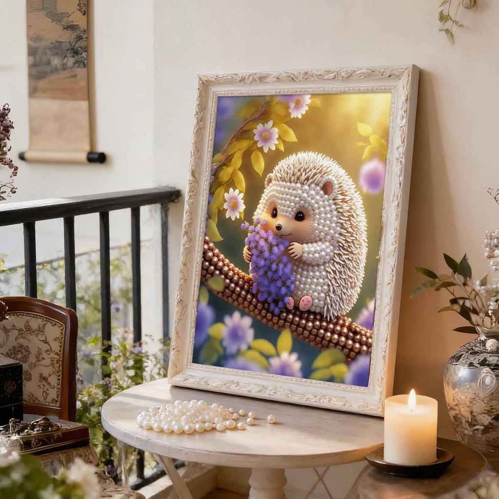 5D DIY Frameless Pearl Painting Badger Pattern Painting Kit, Suitable for Home Living Room Bedroom and Other Wall Decoration Art Paintings