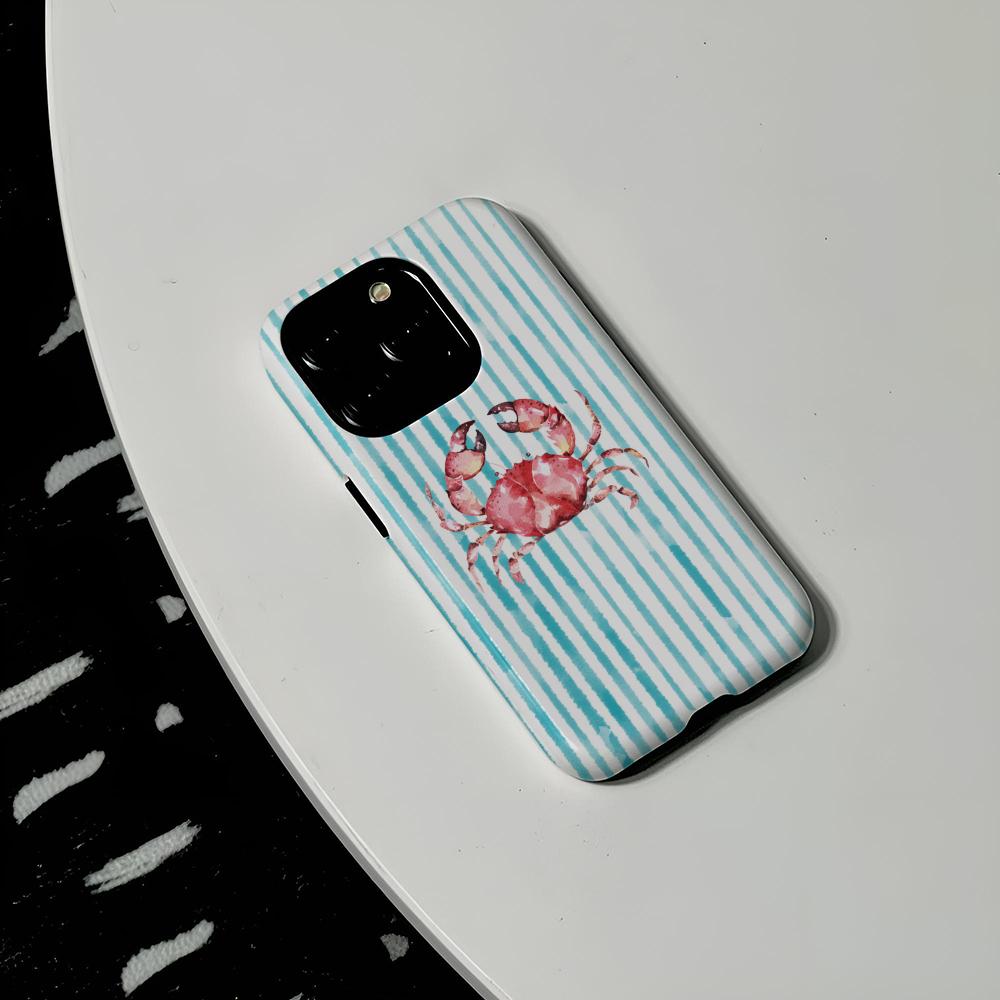 

Ocean Life Theme Striped Phone Case Hard PC For IPhone 16Promax 17 16 15 14 13 12 11 Pro Max Plus Glossy HD Cover iPhone 16