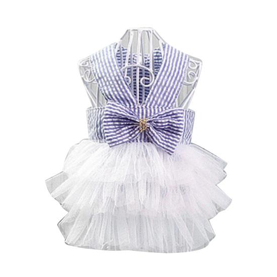 Spring Summer Fashionable Cotton Stripped Pattern Dogs Strap Dress Pet Clothes