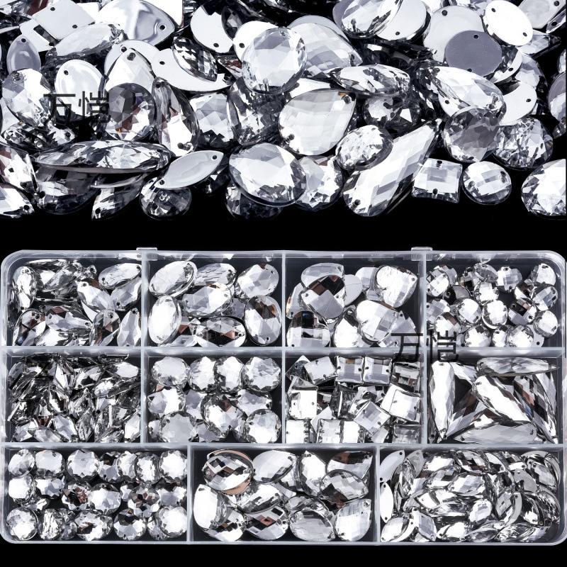 Mixed Shape Imitation Table Double Hole Mesh Hand Seam Drill Acrylic Drill, Special-Shaped Drill Diy Accessorie Flat Bottom Drill Beauty Sticker Drill