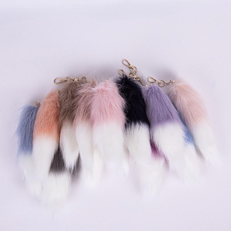 Plush Foxy Tail Keychain Soft and Comfortabel Key Holder 20cm Faux Furry Pendant Charm for Fashionable Accessories