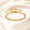 Modisches 18 Karat Vergoldetes Klobiges Ovales Gliederketten Armband aus Edelstahl für Damen, Luxuriöser Minimalistischer Wasserdichter Schmuck Geschenk