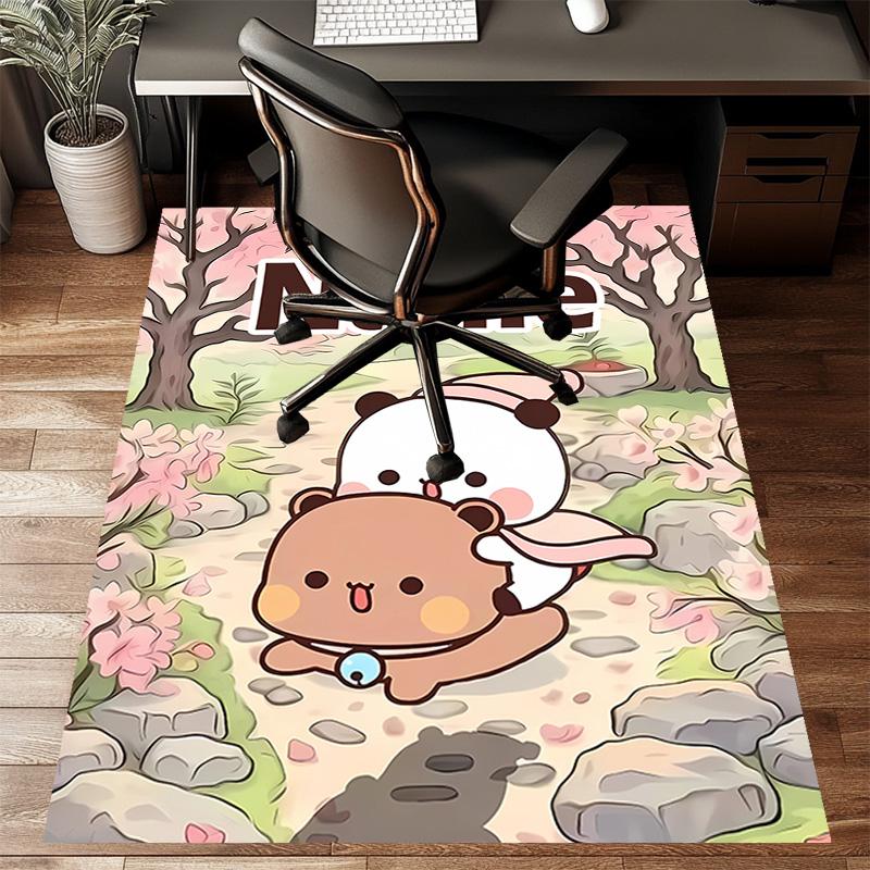 Benutzerdefinierte Yier BuBu Bärenmatte mit personalisiertem Namen, waschbarer Polyester-Teppich für den Innenbereich, Eingangsbereich, Geschenk für Weihnachten, Ostern, Thanksgiving Day
