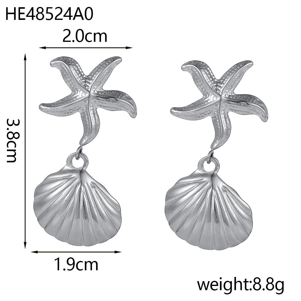 

CARLIDANA Stainless Steel Irregular Dangle Earrings Gold Plated Waterproof Starfish Shell Ocean Beach Fashion Women Jewelry