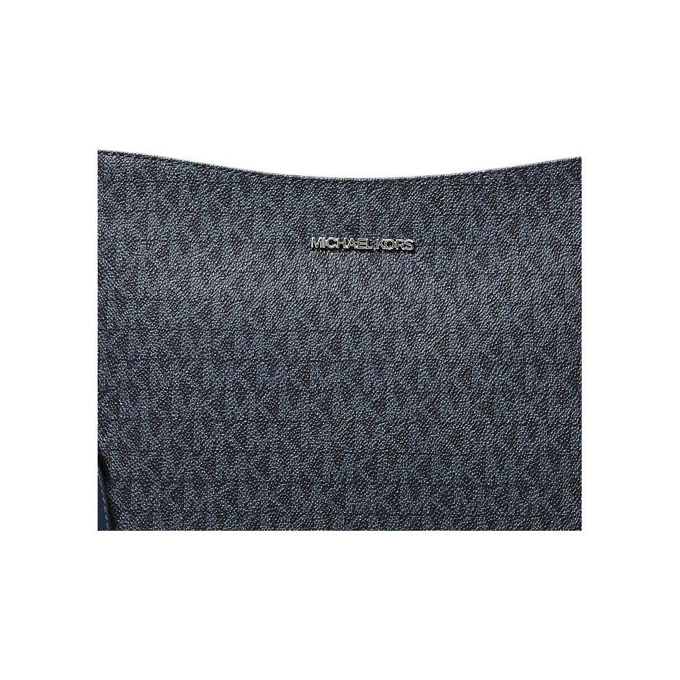 Michael Kors Jet Set Logo Print Canvas Messenger Bag Women Bags Blue Black 35F8STVM7B-ADMIRAL