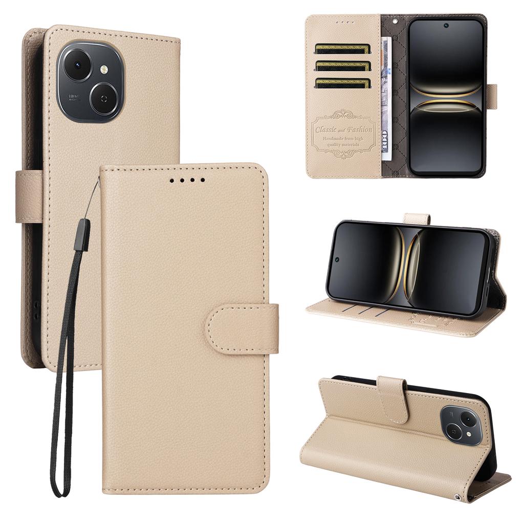 For TECNO Spark 40C Case RFID Blocking 3 Card Slots PU Leather Phone Cover with Wrist Strap