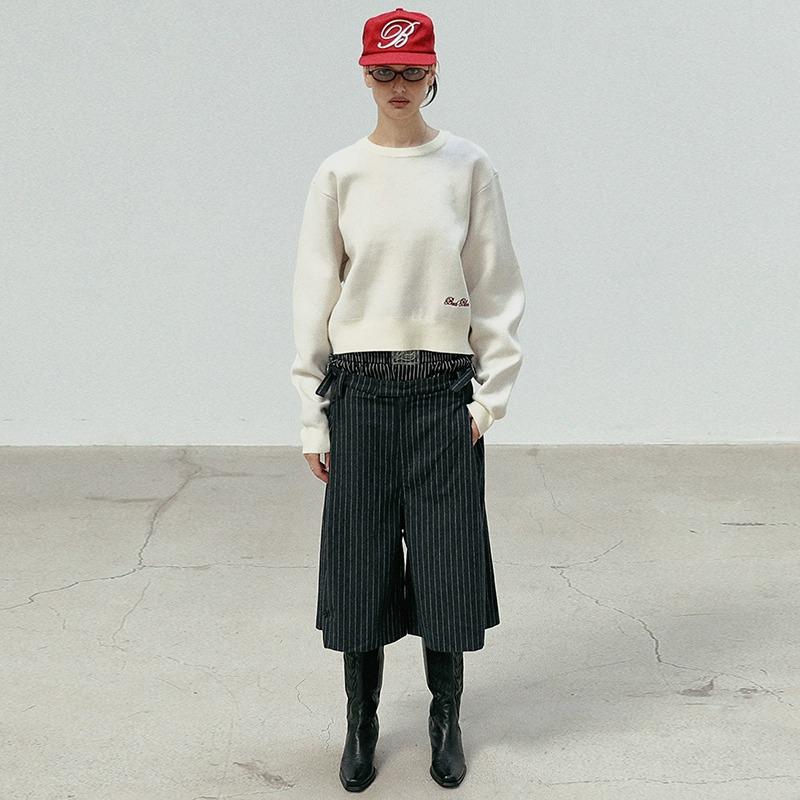 Korean Badblood BCAC Series Retro Sweater for Women - Solid Color, Round Neck, Loose Knit Top